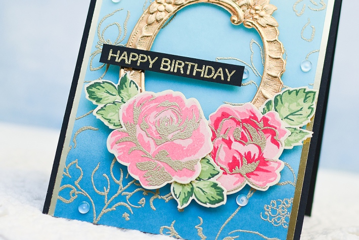Handmade Birthday Card using Gold Heat Embossing